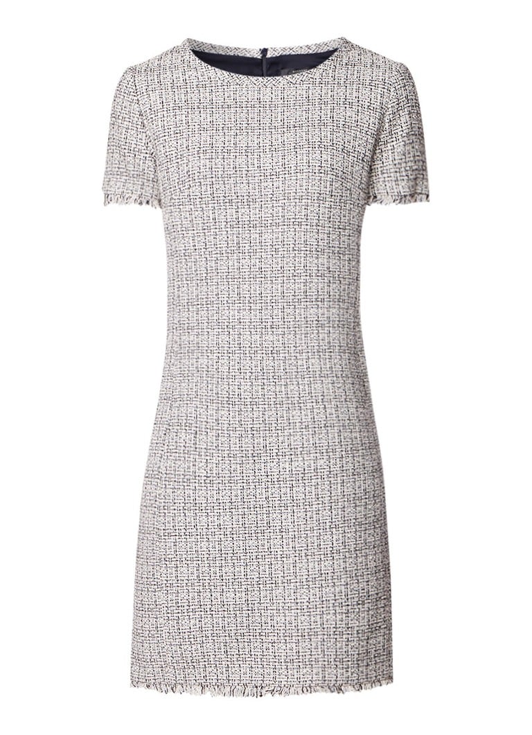 MaxMara Ezor bouclÃ© midi-jurk met franjes en lurex gebroken wit