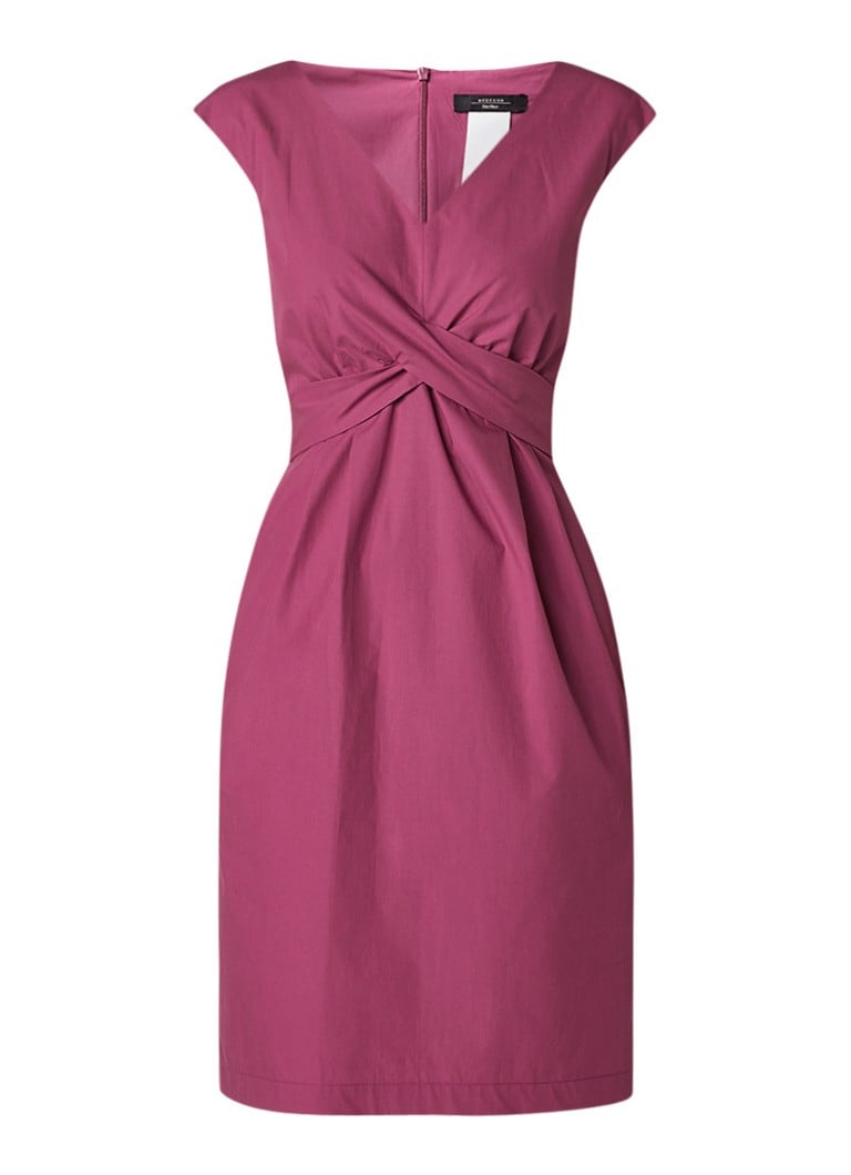 MaxMara Candida midi-jurk van linnen met strikceintuur fuchsia