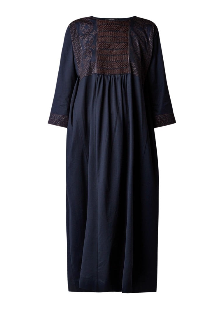 MaxMara Campus fijngebreide loose fit maxi-jurk met smock detail donkerblauw