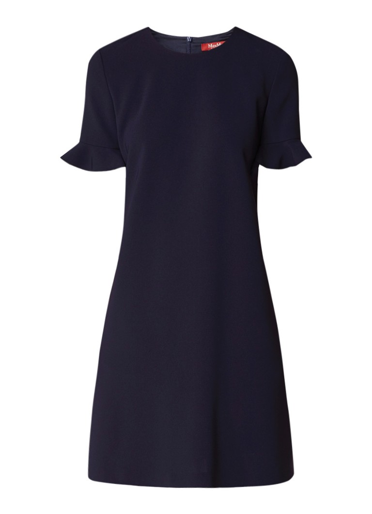 MaxMara Eiffel A-lijn jurk met volant donkerblauw