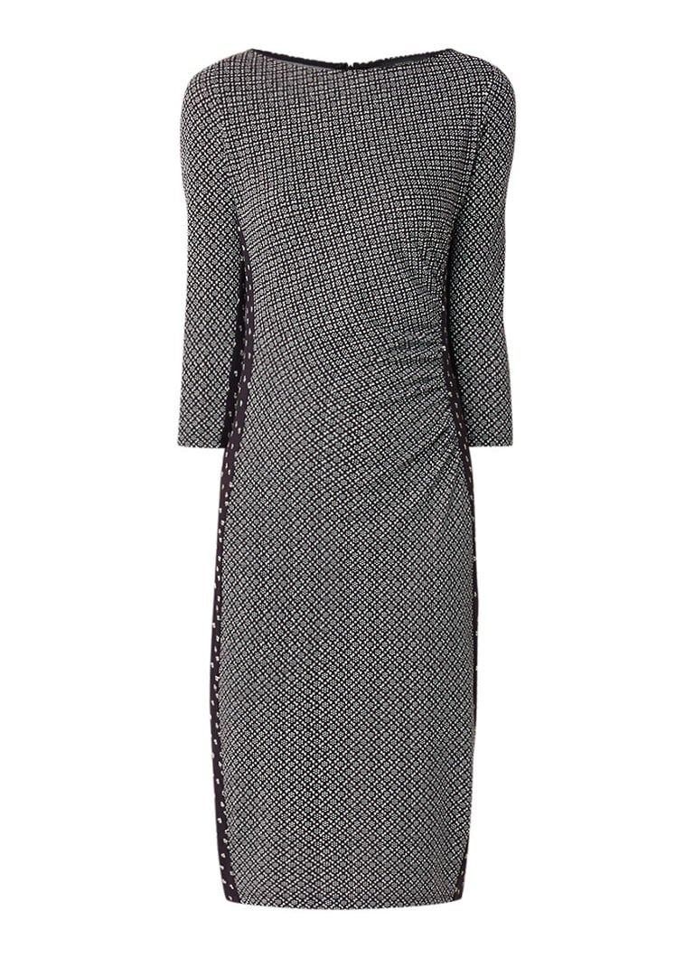 MaxMara Jersey midi-jurk met dessin en driekwart mouw zwart