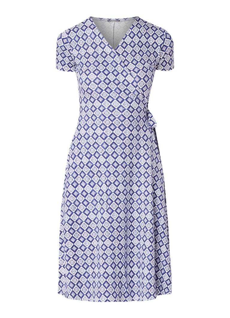 MaxMara Wikkeljurk met dessin en V-hals blauw