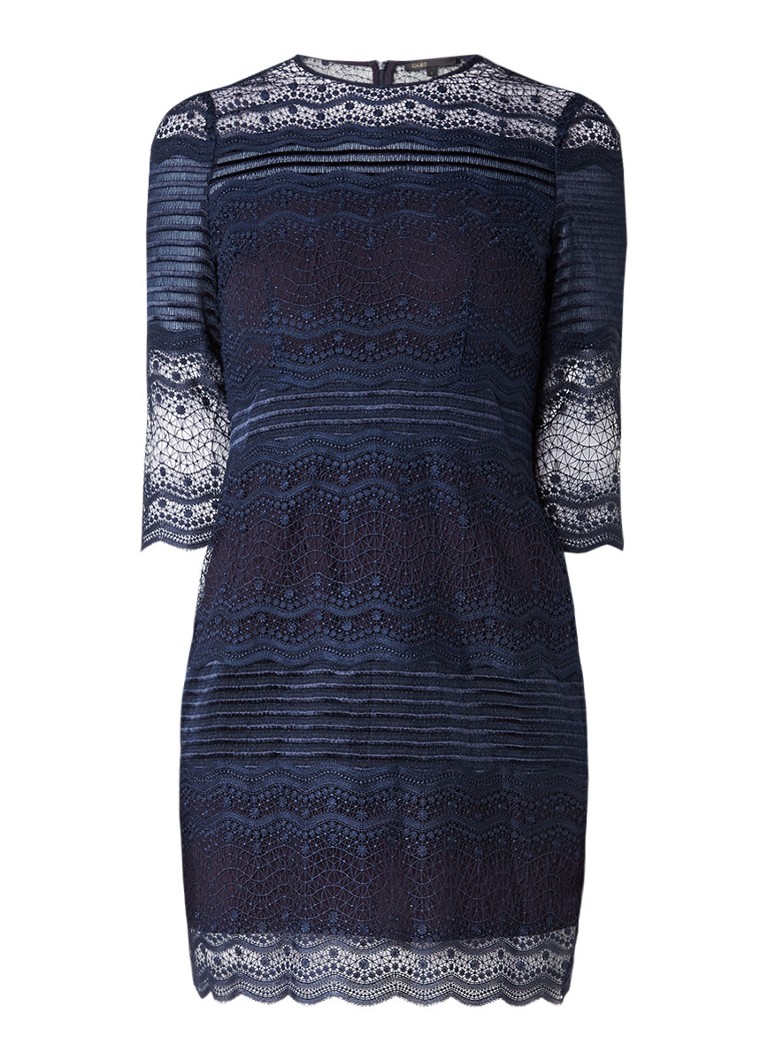 Maje Rizzie jurk van opengewerkt kant donkerblauw