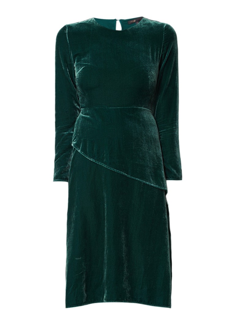 Maje Remanio midi-jurk van fluweel donkergroen