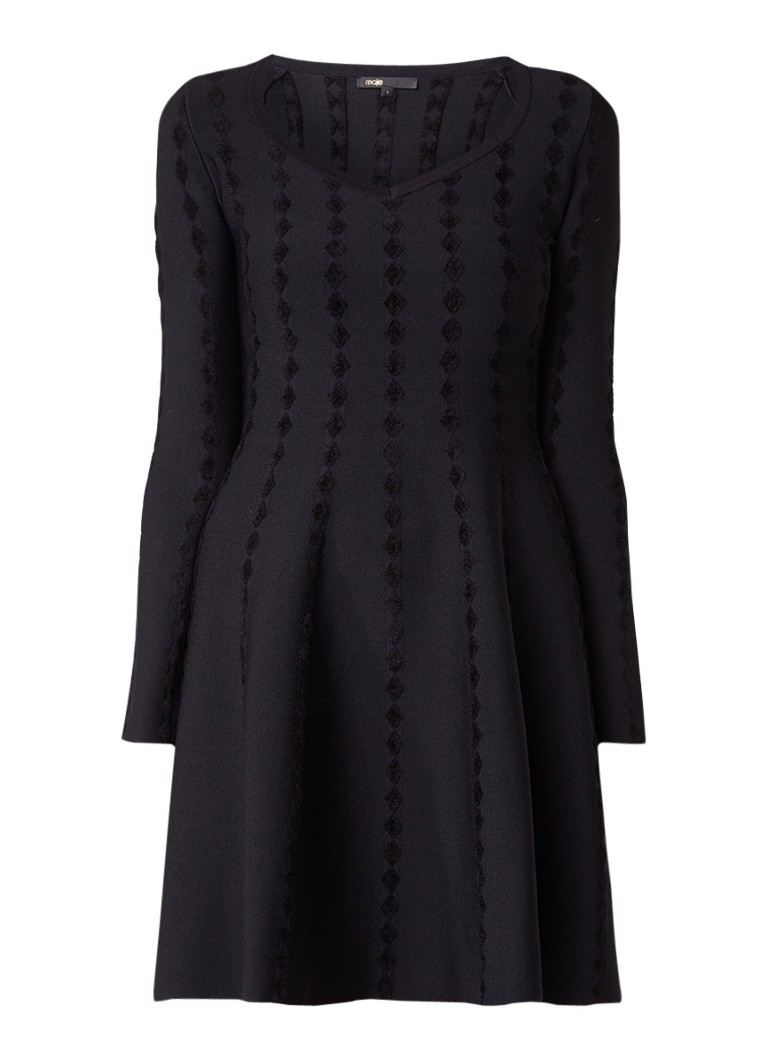 Maje Riziere A-lijn jurk met ingebreid patroon zwart
