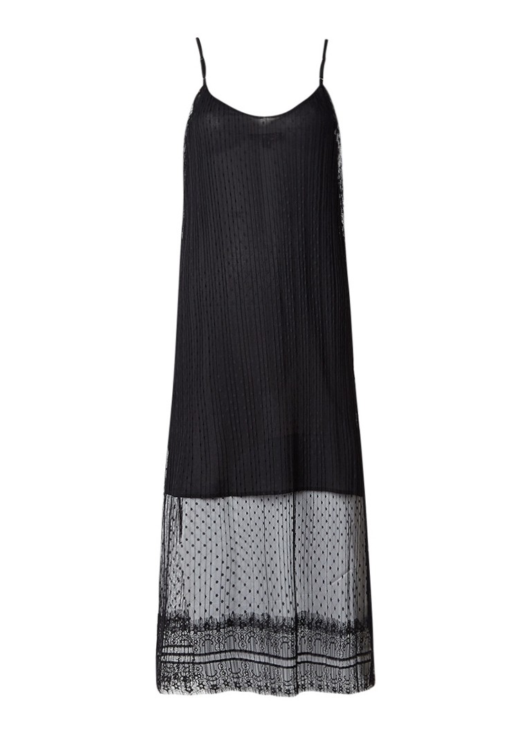 Maje Raelys midi-jurk van mesh met polkadots zwart