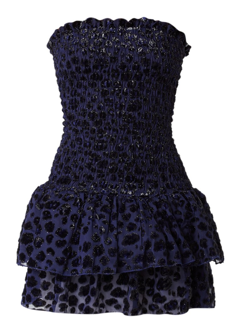 Maje Raziel strapless mini-jurk met luipaarddessin donkerblauw