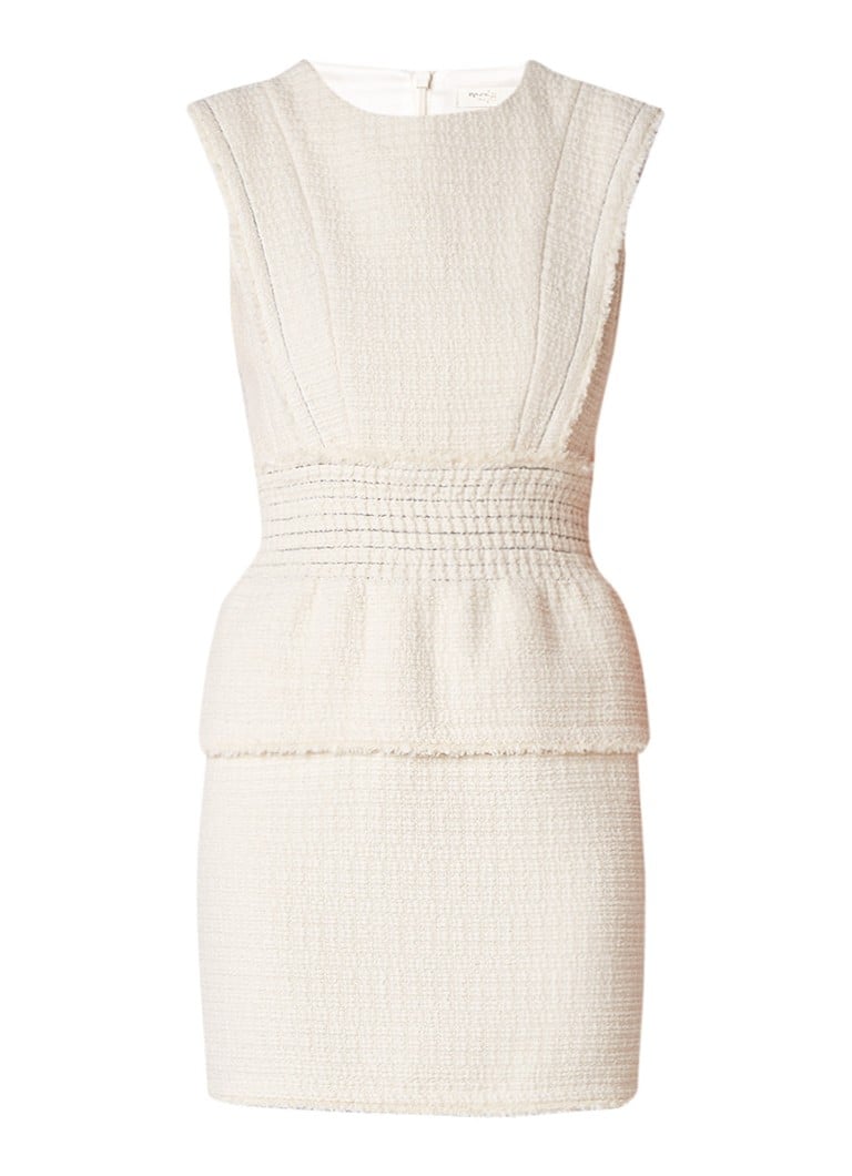 Maje Rosay bouclé mini-jurk met peplum gebroken wit