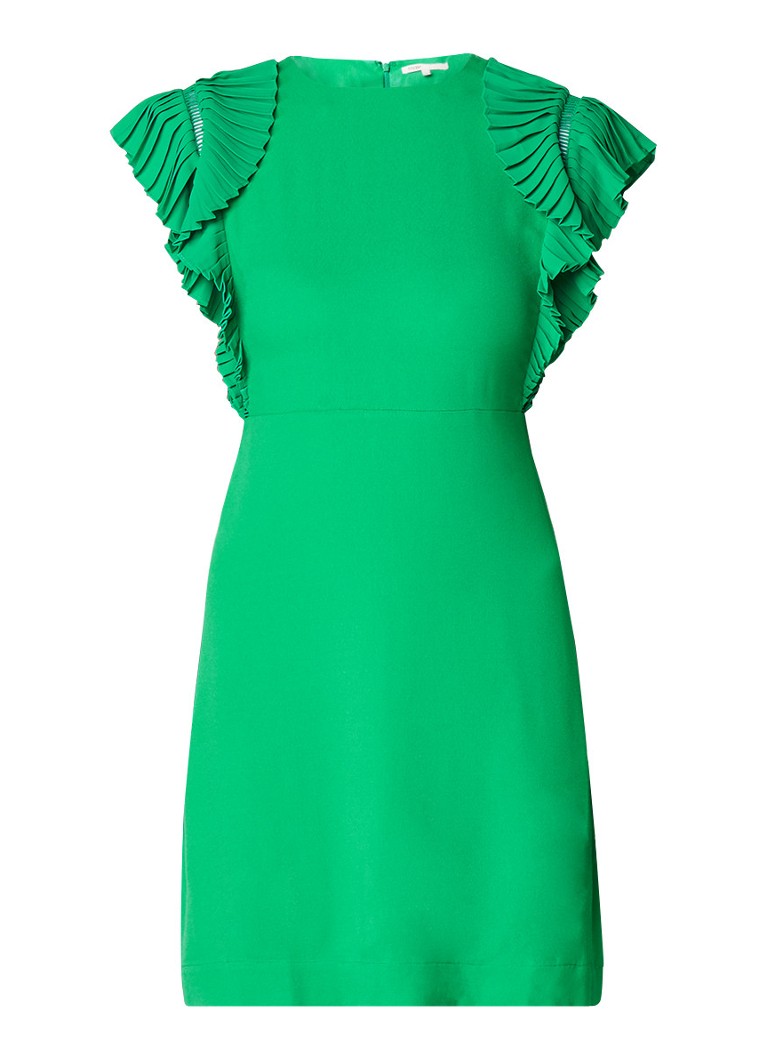 Maje Rolana mini-jurk van crÃªpe met volant groen
