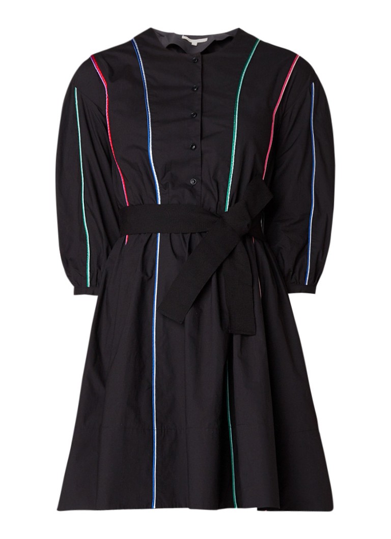 Maje Roy A-lijn jurk met gekleurde biezen zwart