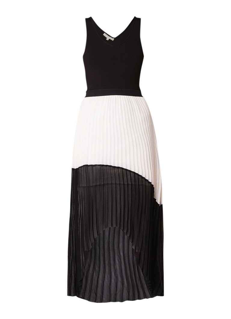 Maje Ruddy asymmetrische maxi-jurk met plissé zwart
