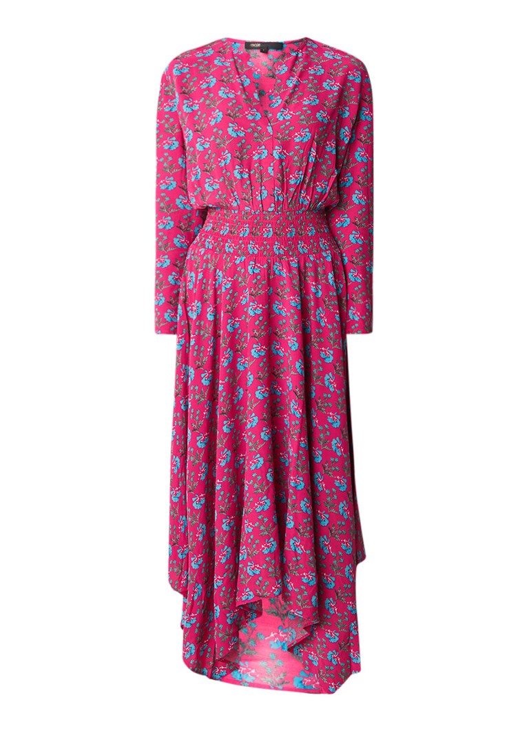 Maje Rayina maxi-jurk met bloemendessin en smock detail roze