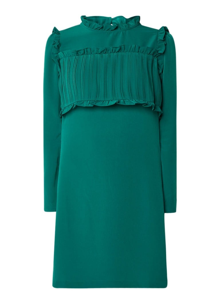 Maje Roumba mini-jurk met ruches en plissÃ© groen