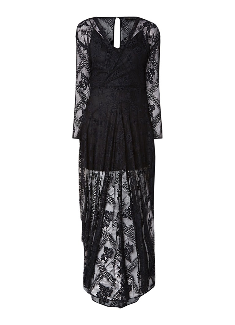 Maje Riletta maxi-jurk van kant met onderjurk zwart