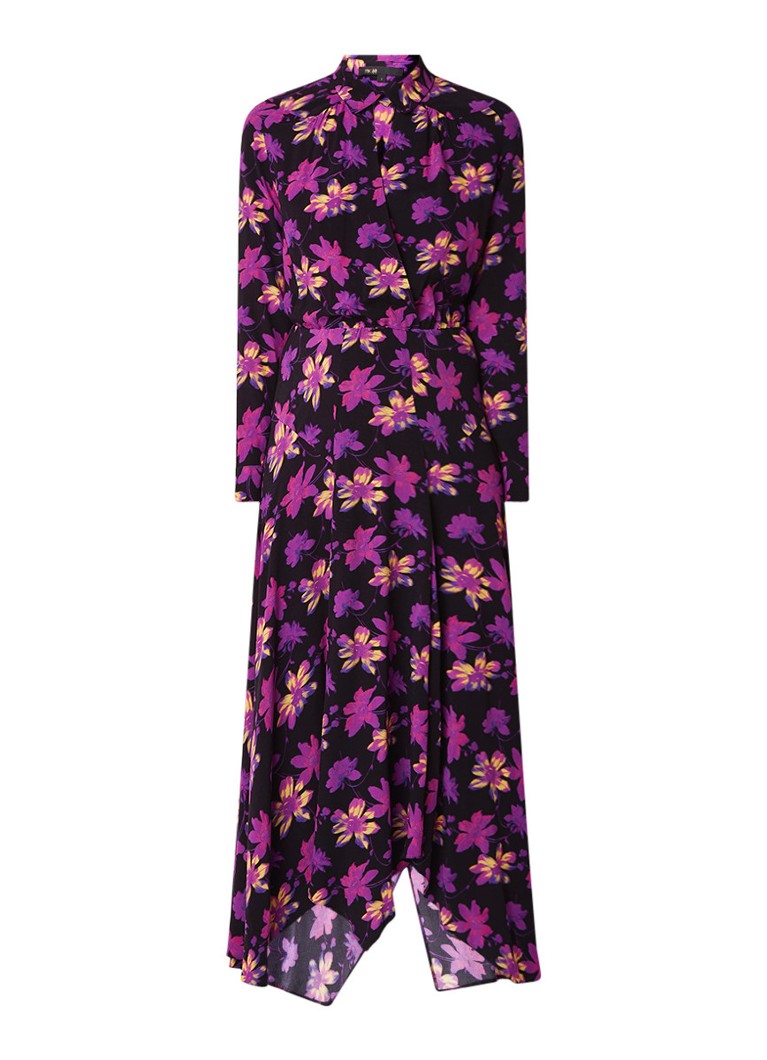Maje Ritunia maxi-jurk met bloemendessin en overslag paars