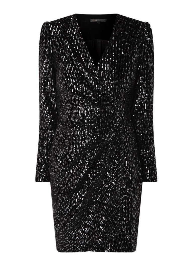 Maje Rivy Glitter mini-jurk met pailletten zwart