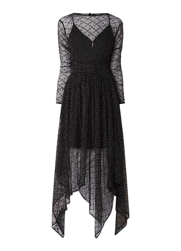 Maje Relena semi-transparante midi-jurk met stippendessin zwart