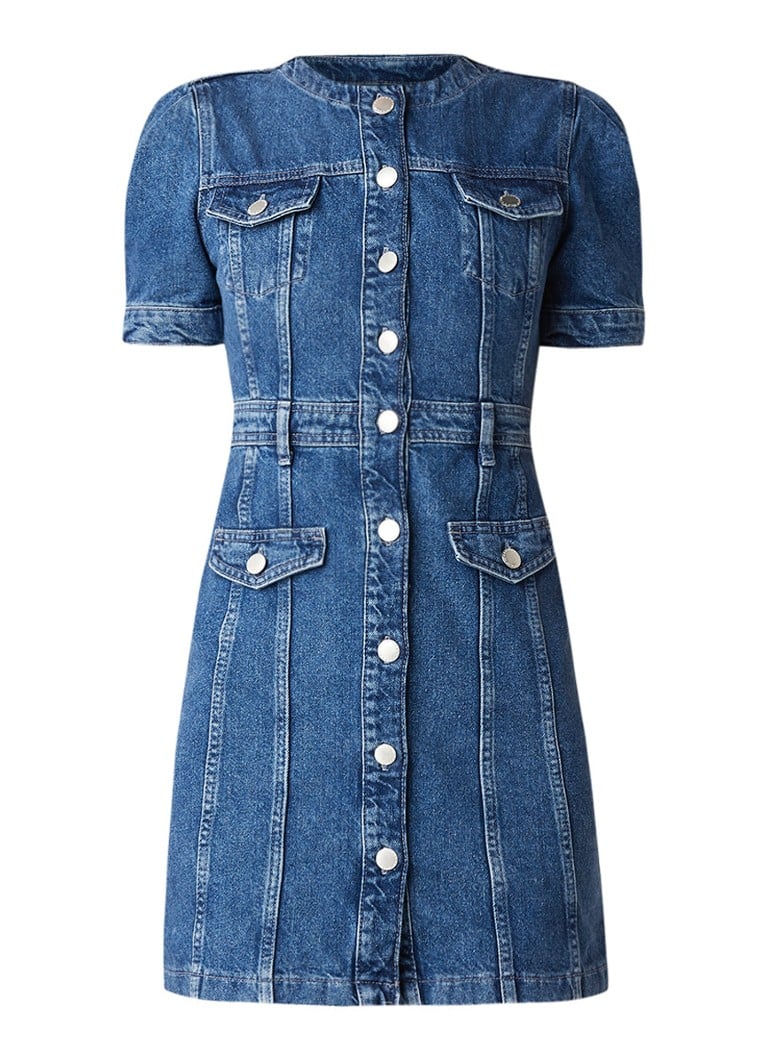 Maje Elvira jurk van denim met knoopsluiting indigo