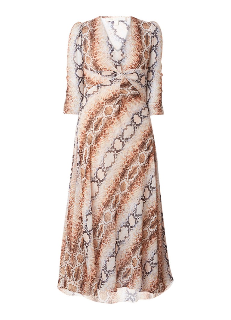 Maje Repena maxi-jurk met slangenprint beige