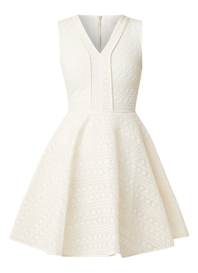 Maje Reinette mouwloze midi-jurk van kant gebroken wit