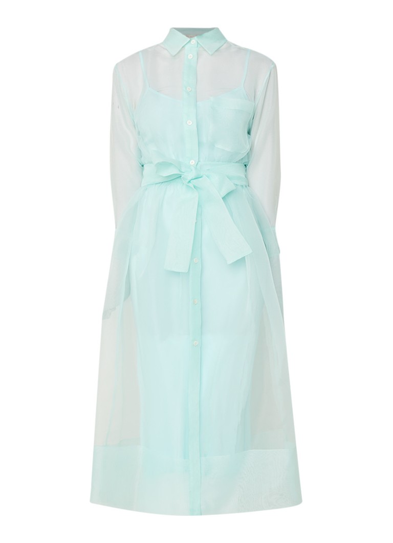 Maje Roane semi-transparante midi-jurk met knoopsluiting mint