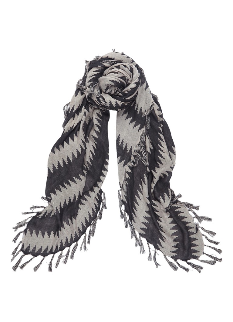 Expresso Carissa sjaal met dessin 135 x 135 cm zwart
