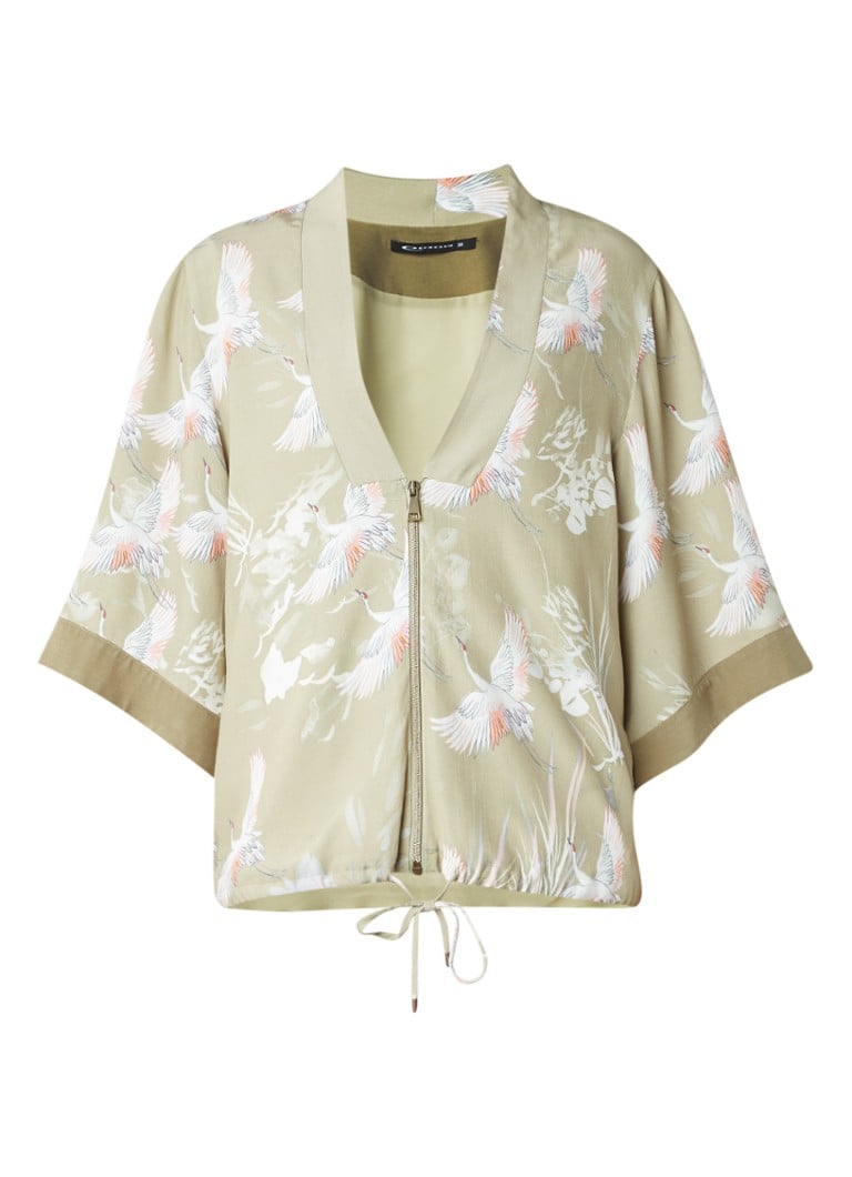 Expresso Elfy kimono met print en ritssluiting zwart