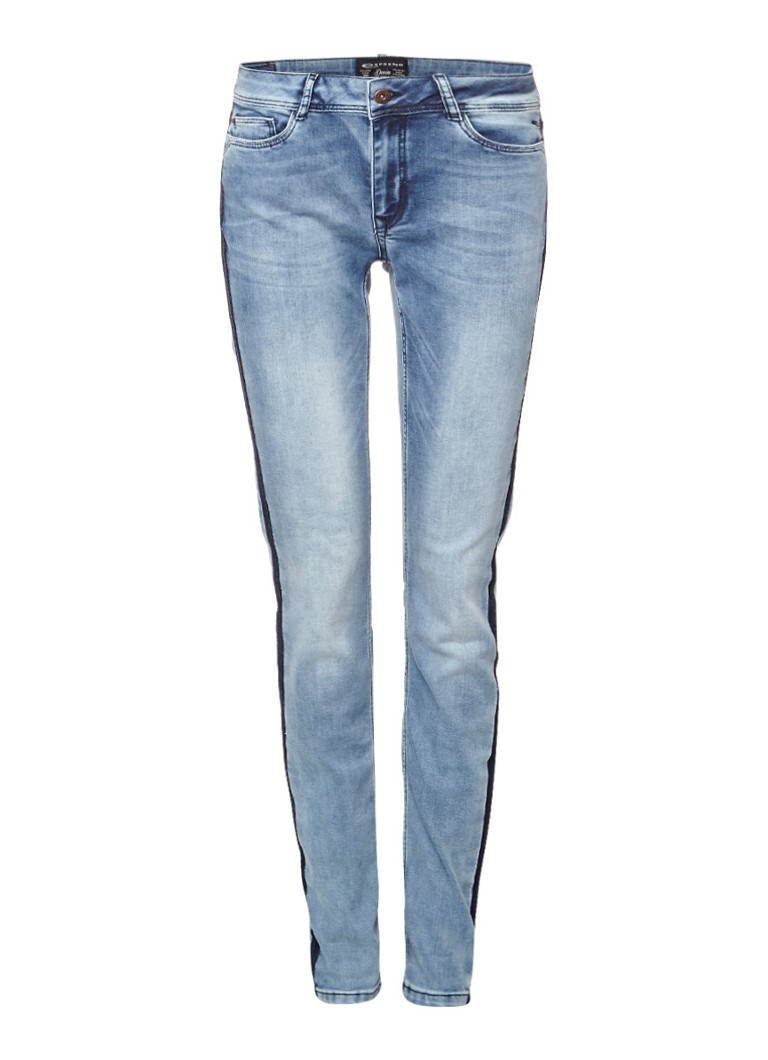 Expresso Abeldina mid rise slim fit jeans met streep details zwart