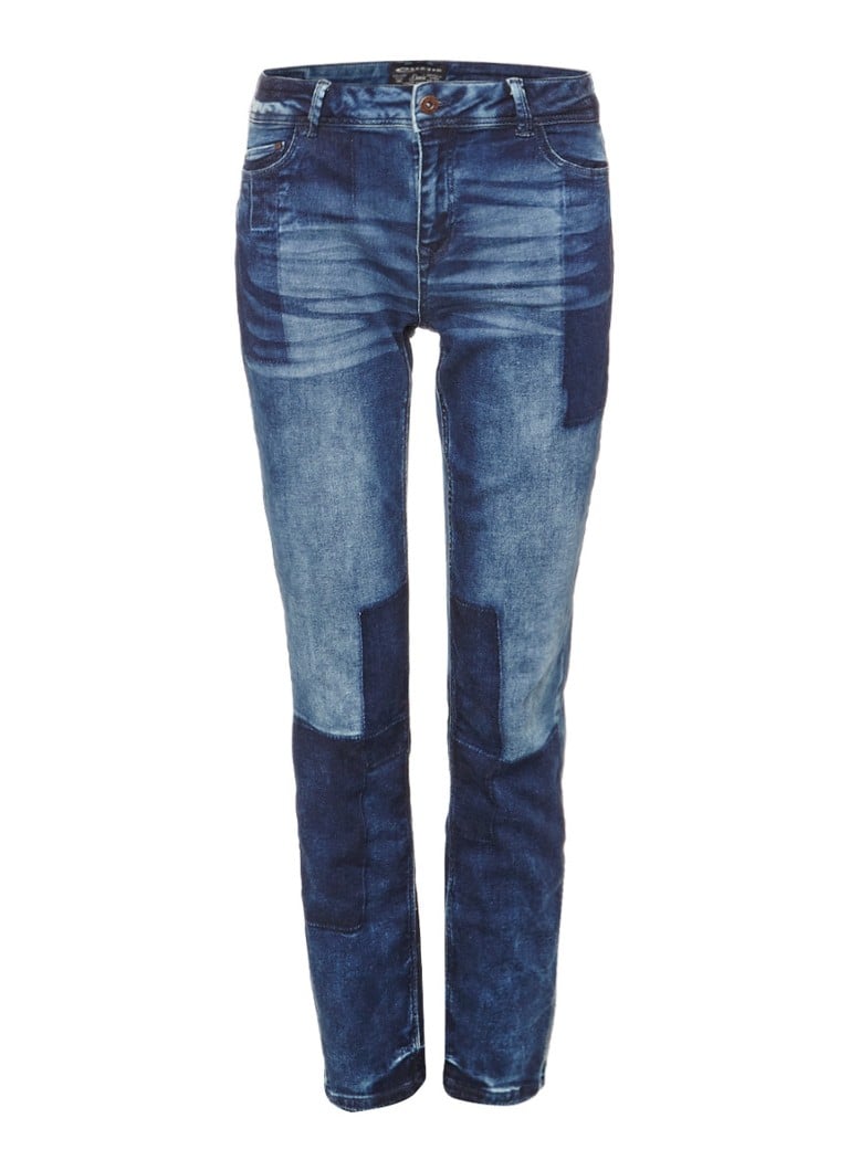 Expresso Abke mid rise relaxed fit patchwork jeans zwart