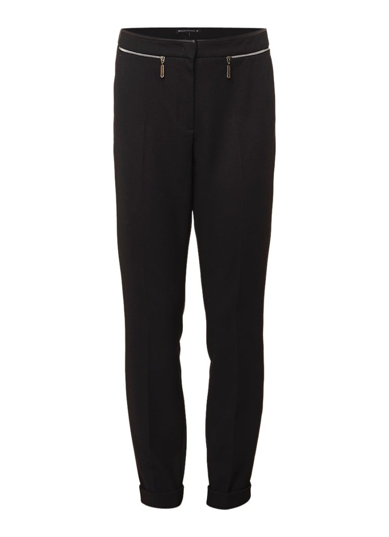 Expresso Babette cropped pantalon met ritszakken zwart