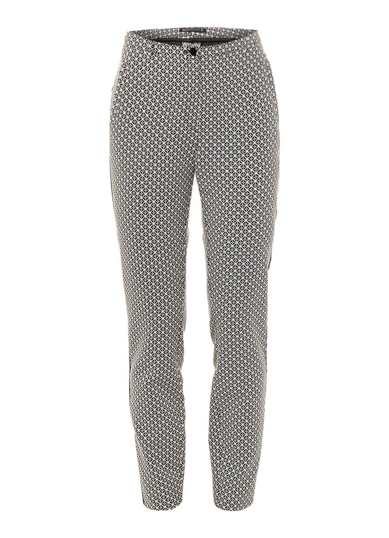 Expresso Bliss pantalon met jacquarddessin en contrastbies zwart