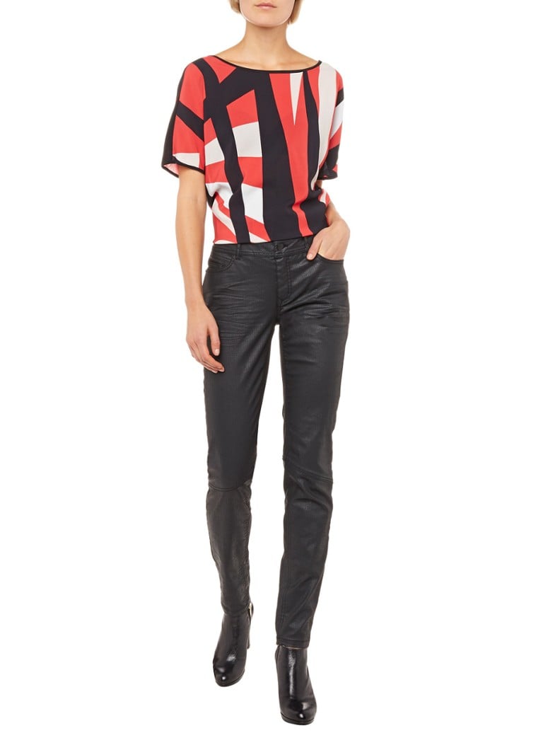 Expresso Bonne skinny fit jeans met coating zwart