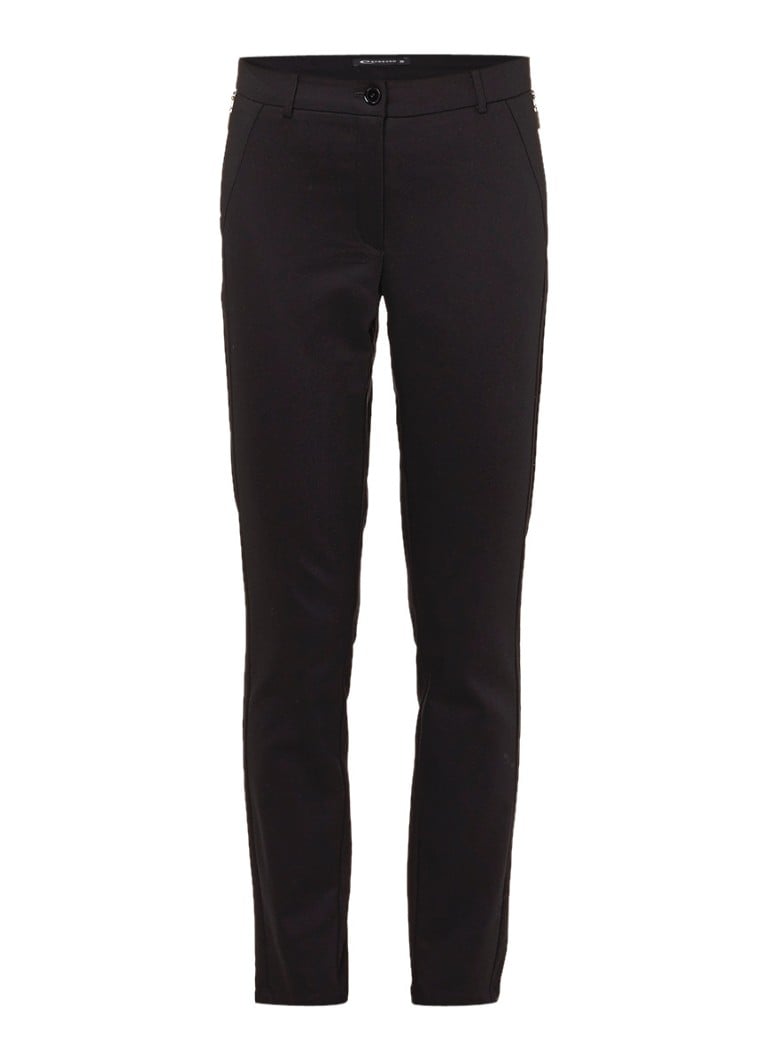 Expresso Darosa cropped pantalon met ritszakken zwart