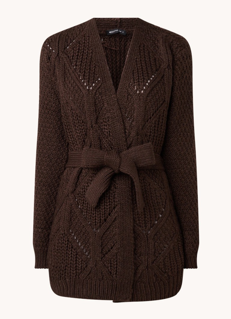 Expresso Latina kabelgebreid vest in wolblend