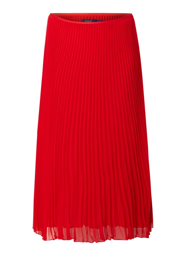 Ralph Lauren Midirok van crÃªpe met plissÃ© rood