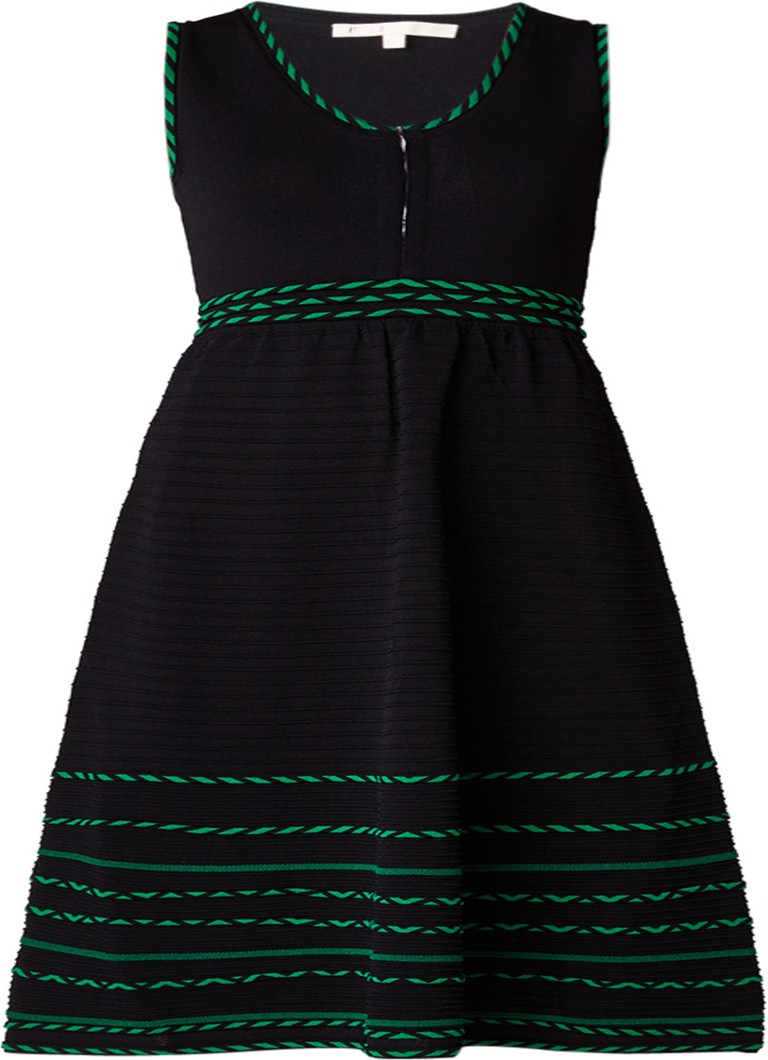 Maje Romaine fijngebreide A-lijn jurk met contrasterende details zwart