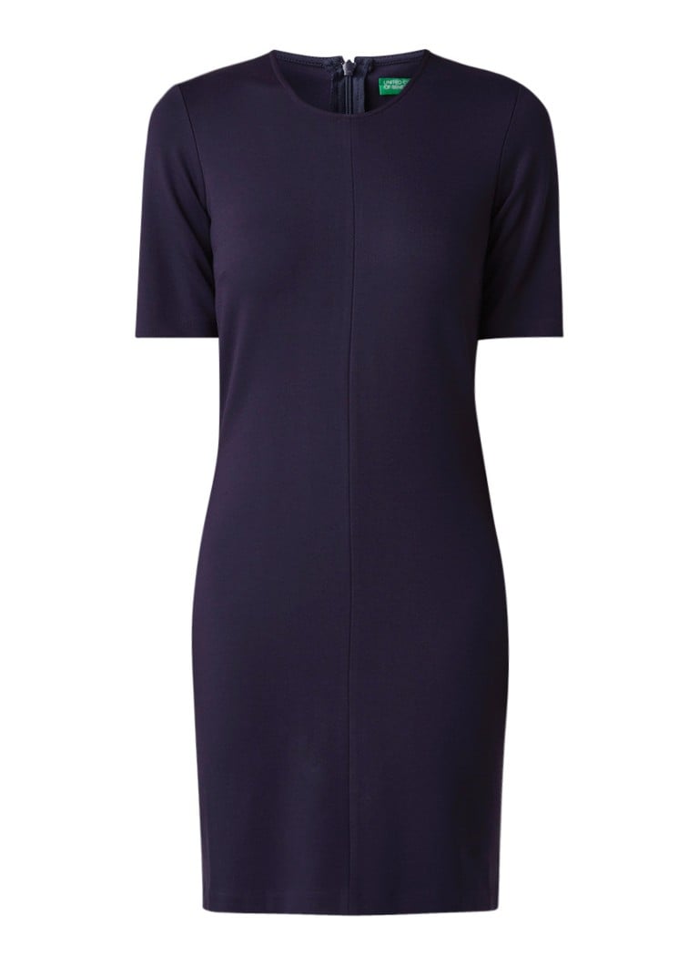 Benetton Midi-jurk van jersey met siernaden donkerblauw