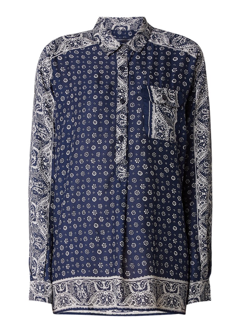 French Connection Altman tuniek met print en borstzak grijs