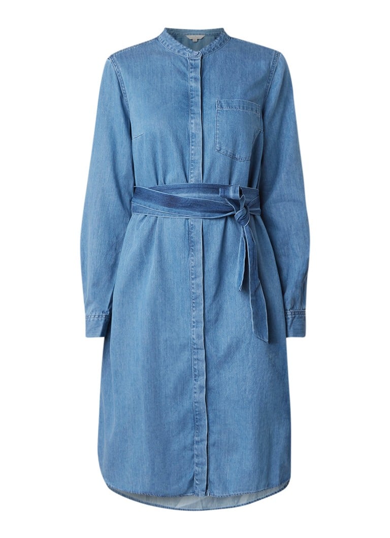 French Connection Leondra blousejurk van denim met strikceintuur indigo