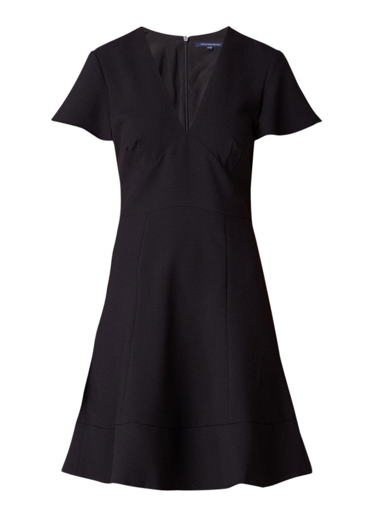 French Connection Whisper A-lijn jurk met uitlopende mouw zwart