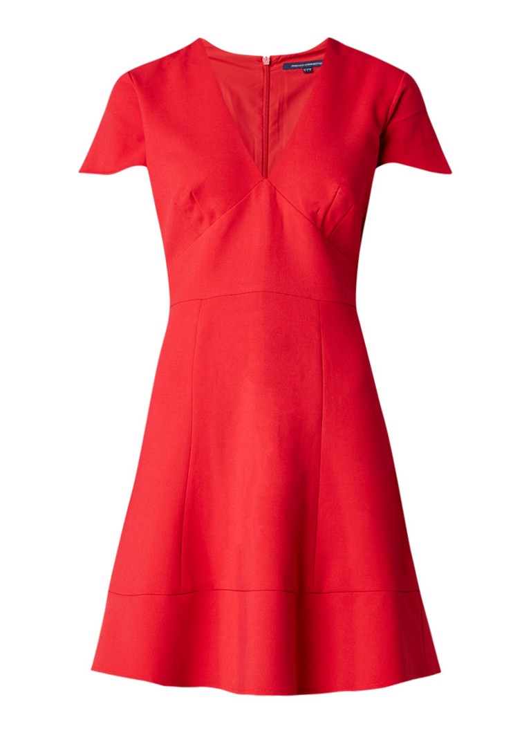 French Connection Whisper A-lijn jurk met uitlopende mouw rood