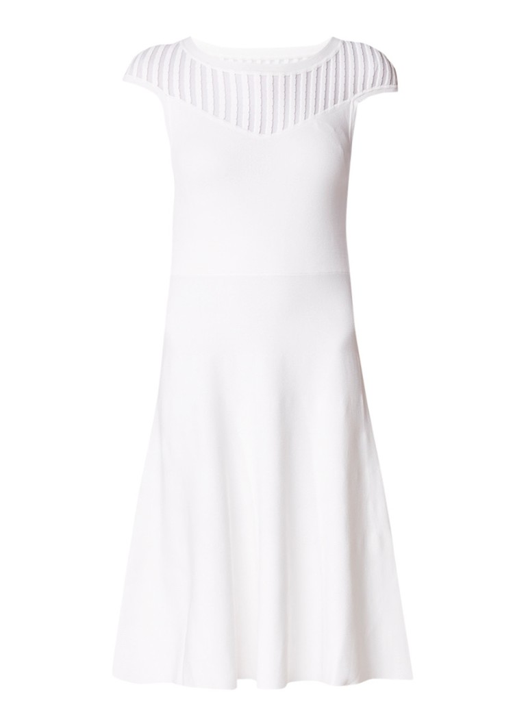 French Connection A-lijn jurk met contrast en detail van mesh wit