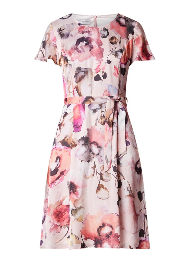 Gerry Weber Midi-jurk van satijn met abstract bloemendessin roze