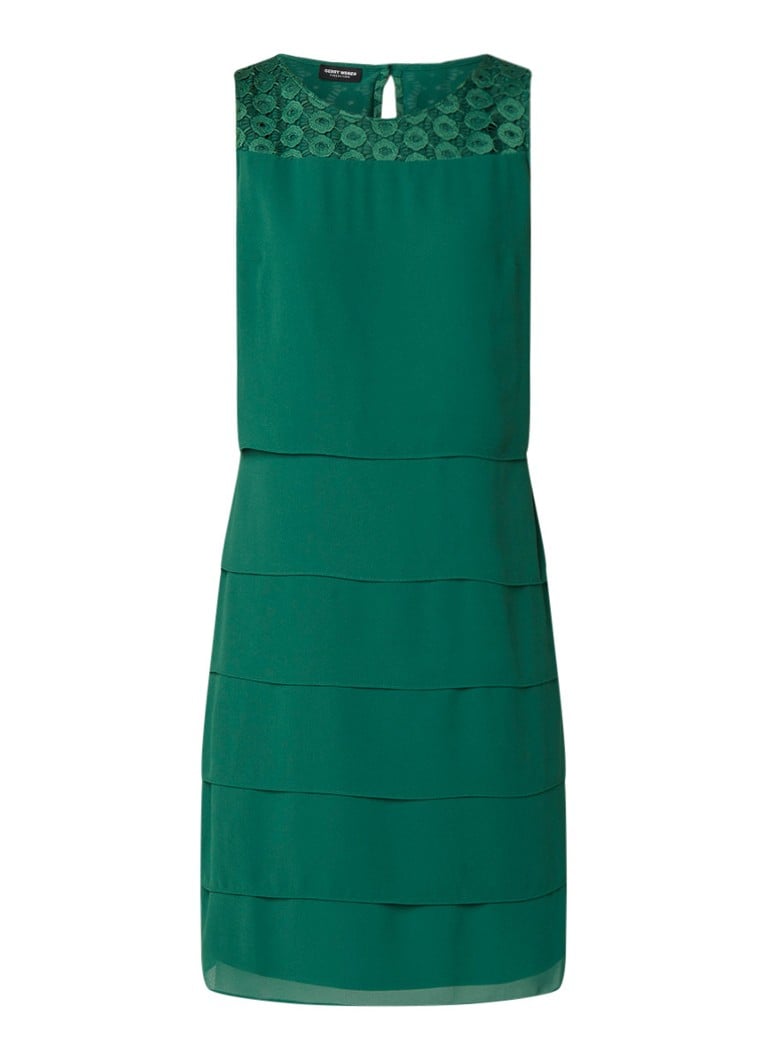Gerry Weber Mouwloze jurk met details van kant groen