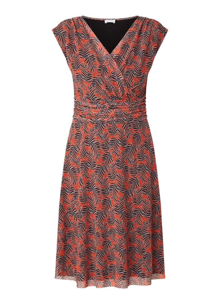 Gerry Weber Tuniekjurk van mesh met dessin en geplooide details oranje