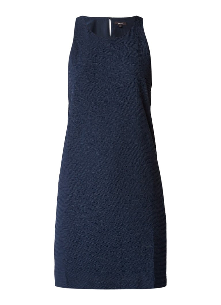 Opus Weria tuniekjurk met structuur donkerblauw