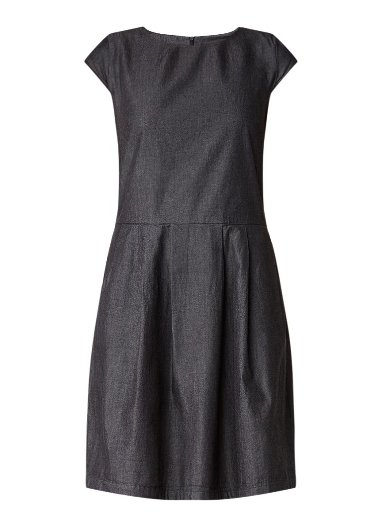 Opus Wolantha A-lijn midi-jurk met denim look antraciet