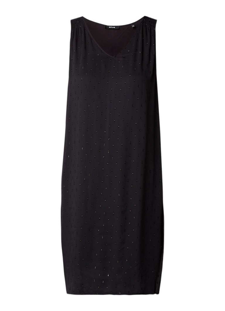 Opus Wanis A-lijn jurk met lurex dessin zwart