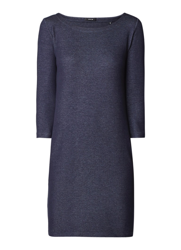 Opus Wonka jurk van jersey met denimlook donkerblauw