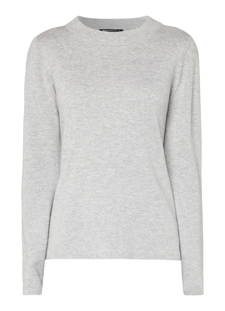 Expresso Aceline pullover met gemÃªleerde look en splits zwart